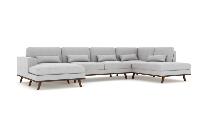 Copenhagen 5-personers Højrevendt U-formet Sofa med Divan og Chaiselong i Stof - Grå - Møbler - Sofaer - U Sofa