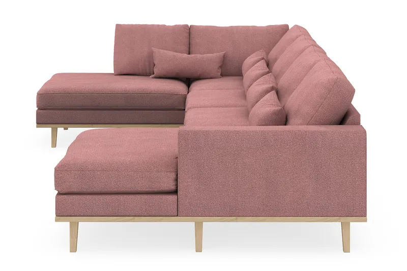Copenhagen 5-personers Venstrevendt U-formet Sofa med Divan og Chaiselong i Stof - Rosa - Møbler - Sofaer - U Sofa