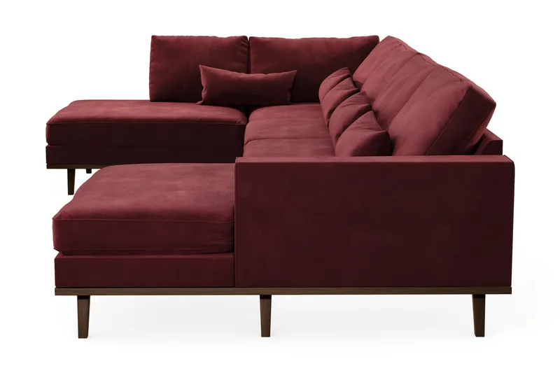 Copenhagen 5-personers Venstrevendt U-formet Sofa med Divan og Chaiselong i Fløjl - Lilla - Møbler - Sofaer - U Sofa