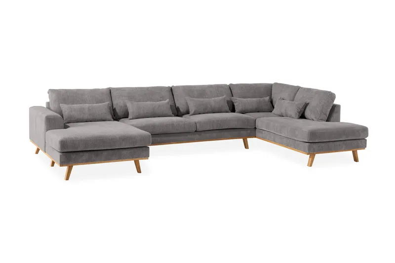 Copenhagen 5-personers Højrevendt U-formet Sofa med Divan og Chaiselong i Manchester - Mørkegrå - Møbler - Sofaer - U Sofa
