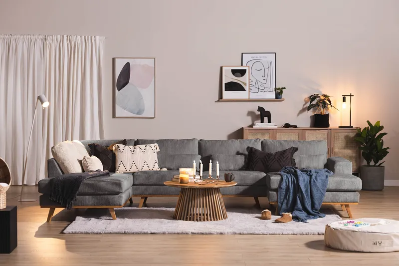 Copenhagen 5-personers Venstrevendt U-formet Sofa med Divan og Chaiselong i Manchester - Mørkegrå - Møbler - Sofaer - U Sofa