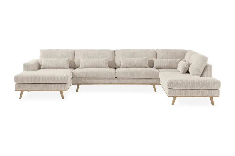 Copenhagen 5-personers Højrevendt U-formet Sofa med Divan og Chaiselong i Manchester - Beige - Møbler - Sofaer - U Sofa