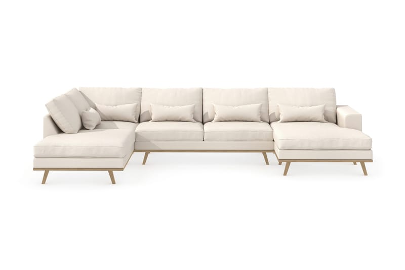 Copenhagen 5-personers Venstrevendt U-formet Sofa med Divan og Chaiselong i Stof - Beige - Møbler - Sofaer - U Sofa