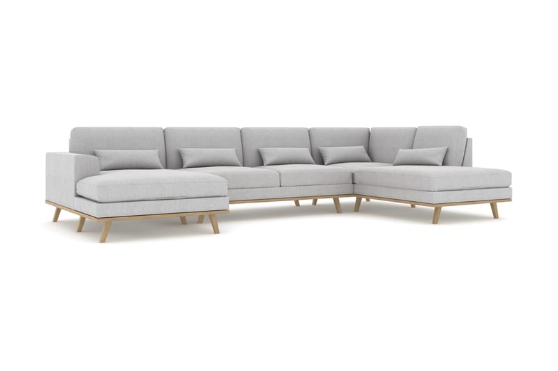 Copenhagen 5-personers Højrevendt U-formet Sofa med Divan og Chaiselong i Stof - Grå - Møbler - Sofaer - U Sofa