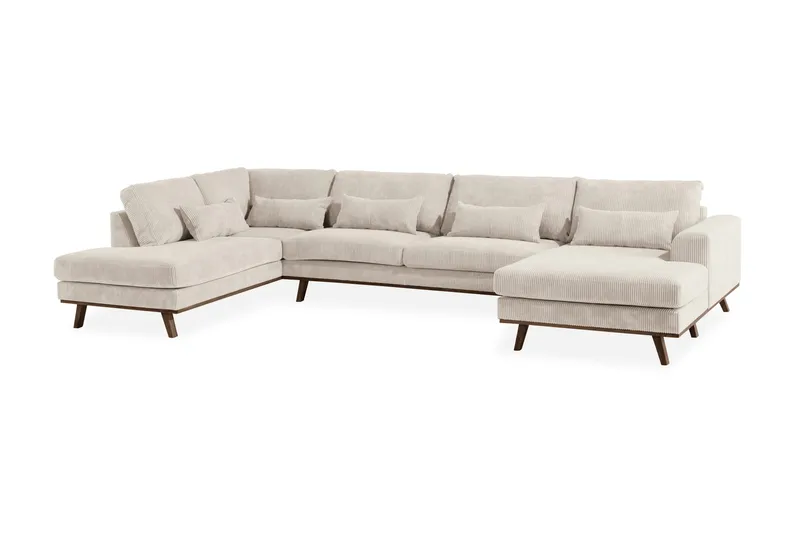 Copenhagen 5-personers Venstrevendt U-formet Sofa med Divan og Chaiselong i Manchester - Beige - Møbler - Sofaer - U Sofa