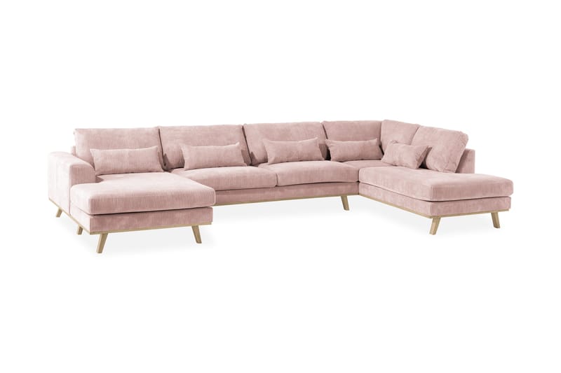 Copenhagen 5-personers Højrevendt U-formet Sofa med Divan og Chaiselong i Manchester - Rosa - Møbler - Sofaer - U Sofa