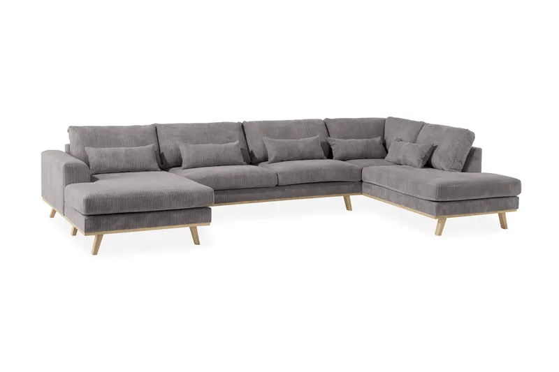 Copenhagen 5-personers Højrevendt U-formet Sofa med Divan og Chaiselong i Manchester - Mørkegrå - Møbler - Sofaer - U Sofa