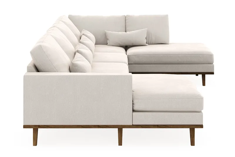 Copenhagen 5-personers Højrevendt U-formet Sofa med Divan og Chaiselong i Fløjl - Cremehvid - Møbler - Sofaer - U Sofa
