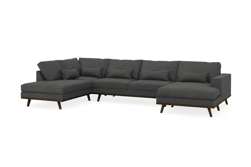 Copenhagen 5-personers Venstrevendt U-formet Sofa med Divan og Chaiselong i Manchester - Mørkegrå - Møbler - Sofaer - U Sofa