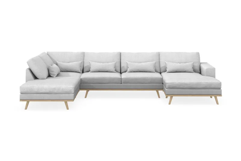 Copenhagen 5-personers Venstrevendt U-formet Sofa med Divan og Chaiselong i Stof - Lysegrå - Møbler - Sofaer - U Sofa