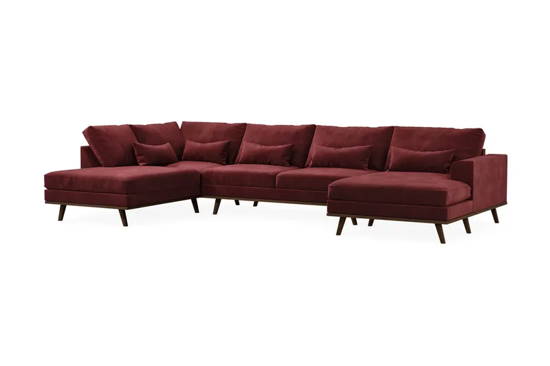 Copenhagen 5-personers Venstrevendt U-formet Sofa med Divan og Chaiselong i Fløjl - Lilla - Møbler - Sofaer - U Sofa