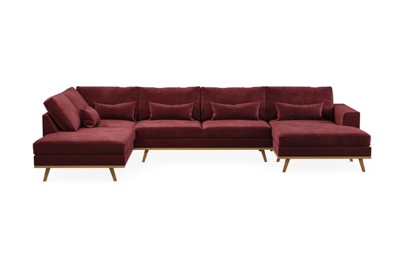 Copenhagen 5-personers Venstrevendt U-formet Sofa med Divan og Chaiselong i Fløjl - Lilla - Møbler - Sofaer - U Sofa