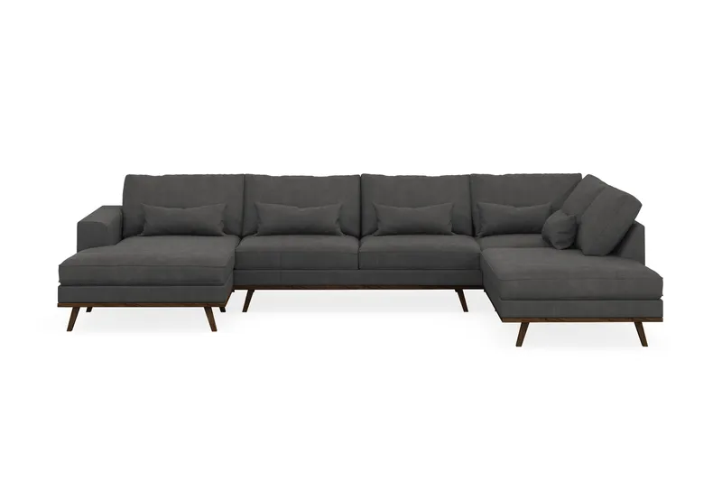 Copenhagen 5-personers Højrevendt U-formet Sofa med Divan og Chaiselong i Manchester - Mørkegrå - Møbler - Sofaer - U Sofa