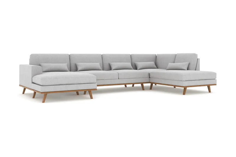 Copenhagen 5-personers Højrevendt U-formet Sofa med Divan og Chaiselong i Stof - Grå - Møbler - Sofaer - U Sofa