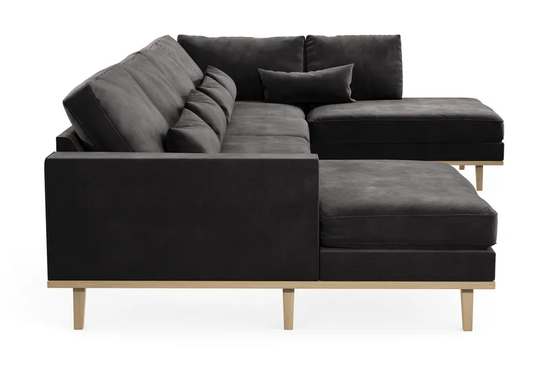 Copenhagen 5-personers Højrevendt U-formet Sofa med Divan og Chaiselong i Fløjl - Mørkegrå - Møbler - Sofaer - U Sofa