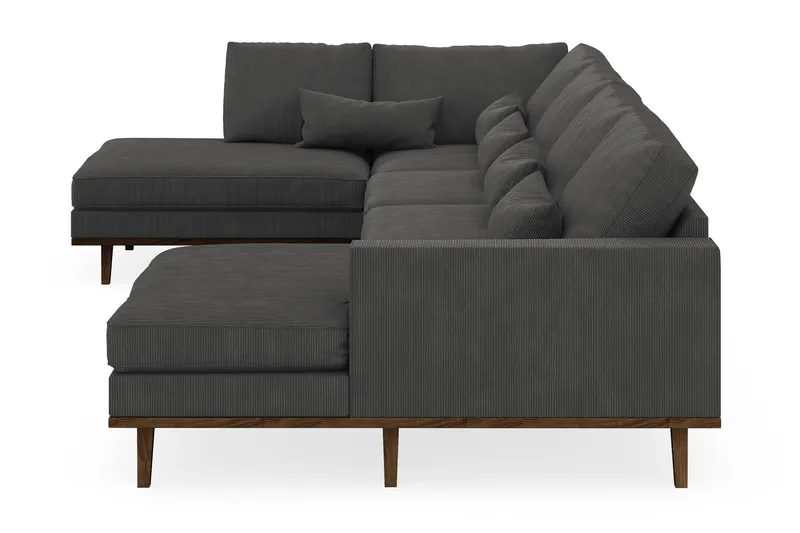 Copenhagen 5-personers Venstrevendt U-formet Sofa med Divan og Chaiselong i Manchester - Mørkegrå - Møbler - Sofaer - U Sofa