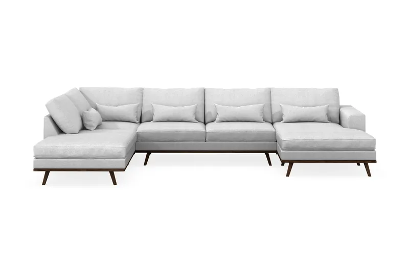 Copenhagen 5-personers Venstrevendt U-formet Sofa med Divan og Chaiselong i Stof - Lysegrå - Møbler - Sofaer - U Sofa