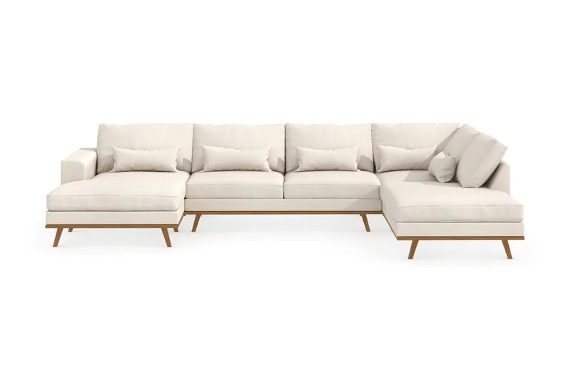 Copenhagen 5-personers Højrevendt U-formet Sofa med Divan og Chaiselong i Stof - Beige - Møbler - Sofaer - U Sofa
