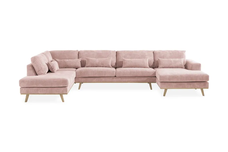 Copenhagen 5-personers Venstrevendt U-formet Sofa med Divan og Chaiselong i Manchester - Rosa - Møbler - Sofaer - U Sofa