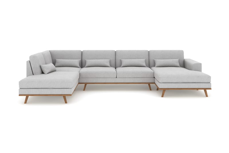 Copenhagen 5-personers Venstrevendt U-formet Sofa med Divan og Chaiselong i Stof - Grå - Møbler - Sofaer - U Sofa