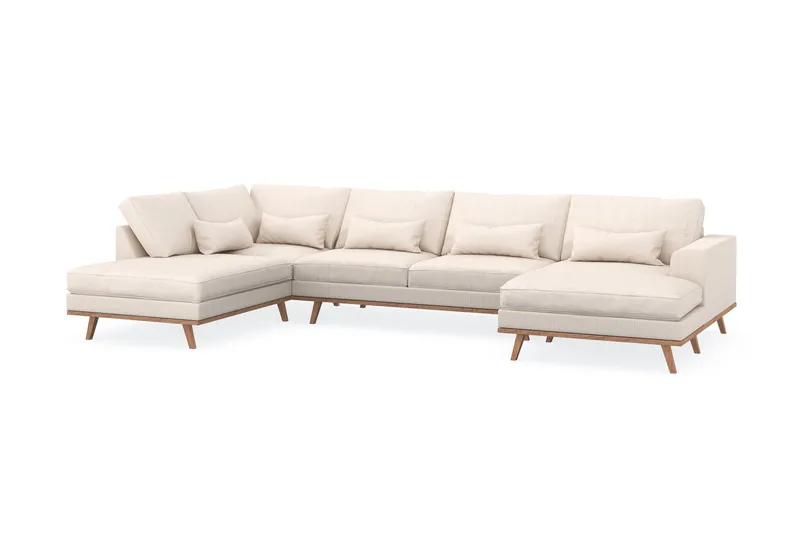 Copenhagen 5-personers Venstrevendt U-formet Sofa med Divan og Chaiselong i Manchester - Beige - Møbler - Sofaer - U Sofa