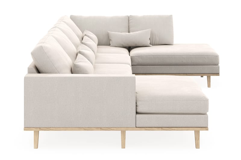Copenhagen 5-personers Højrevendt U-formet Sofa med Divan og Chaiselong i Fløjl - Cremehvid - Møbler - Sofaer - U Sofa