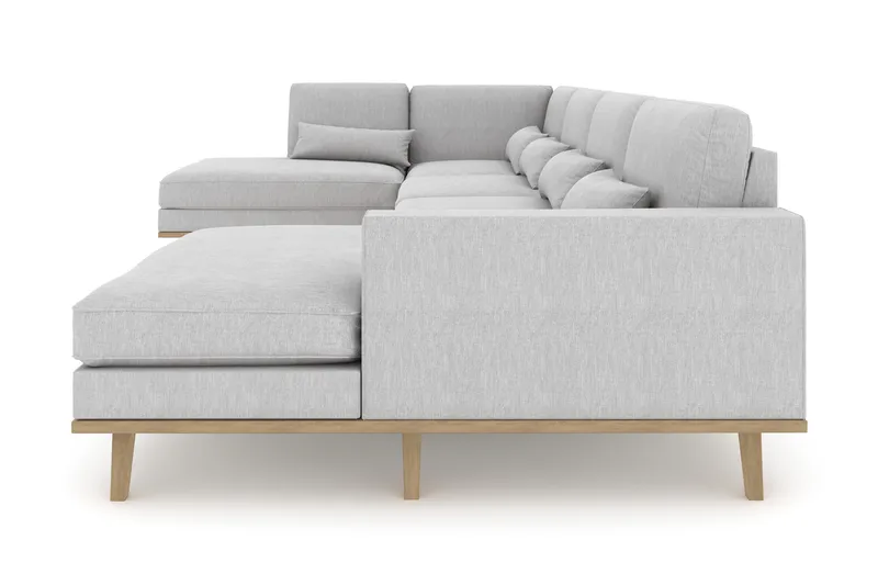 Copenhagen 5-personers Venstrevendt U-formet Sofa med Divan og Chaiselong i Stof - Grå - Møbler - Sofaer - U Sofa
