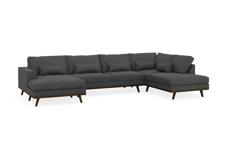 Copenhagen 5-personers Højrevendt U-formet Sofa med Divan og Chaiselong i Manchester - Mørkegrå - Møbler - Sofaer - U Sofa
