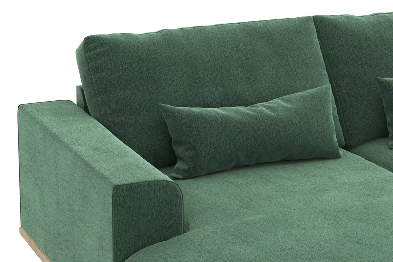 Copenhagen 5-personers Højrevendt U-formet Sofa med Divan og Chaiselong i Fløjl - Mørkegrøn - Møbler - Sofaer - U Sofa