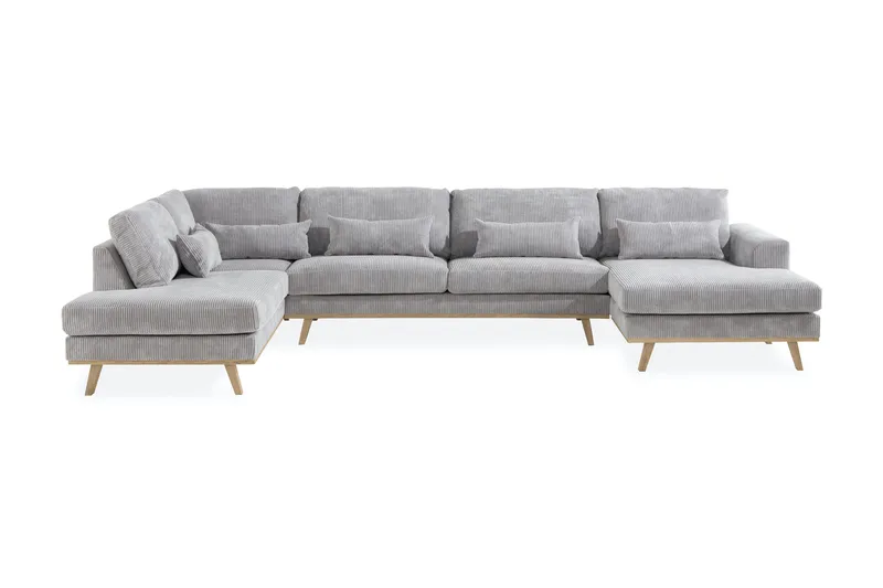 Copenhagen 5-personers Venstrevendt U-formet Sofa med Divan og Chaiselong i Manchester - Lysegrå - Møbler - Sofaer - U Sofa