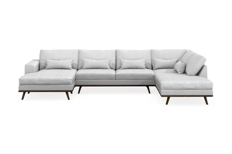 Copenhagen 5-personers Højrevendt U-formet Sofa med Divan og Chaiselong i Stof - Lysegrå - Møbler - Sofaer - U Sofa