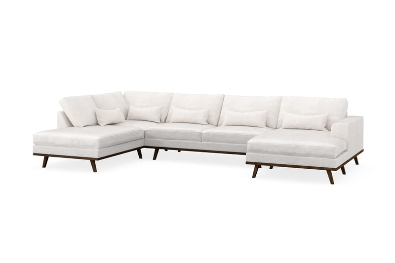 Copenhagen 5-personers Venstrevendt U-formet Sofa med Divan og Chaiselong i Bouclé - Hvid - Møbler - Sofaer - U Sofa