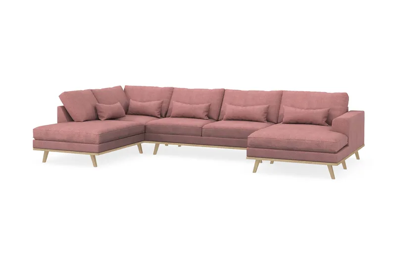 Copenhagen 5-personers Venstrevendt U-formet Sofa med Divan og Chaiselong i Stof - Rosa - Møbler - Sofaer - U Sofa