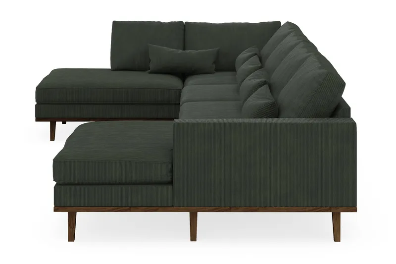 Copenhagen 5-personers Venstrevendt U-formet Sofa med Divan og Chaiselong i Manchester - Mørkegrøn - Møbler - Sofaer - U Sofa