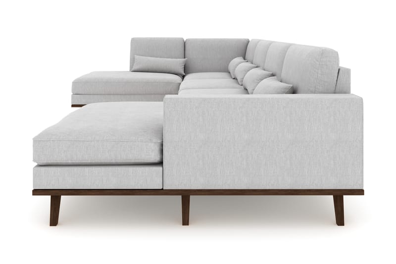 Copenhagen 5-personers Venstrevendt U-formet Sofa med Chaiselong og Divan i Stof - Grå - Møbler - Sofaer - U Sofa
