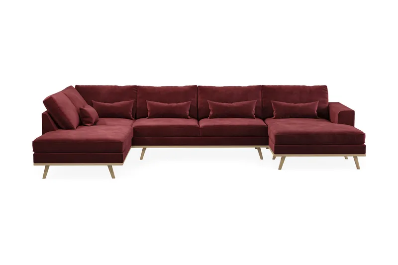Copenhagen 5-personers Venstrevendt U-formet Sofa med Divan og Chaiselong i Fløjl - Lilla - Møbler - Sofaer - U Sofa