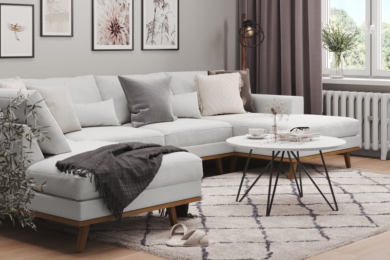 Copenhagen 5-personers Venstrevendt U-formet Sofa med Divan og Chaiselong i Stof - Grå - Møbler - Sofaer - U Sofa