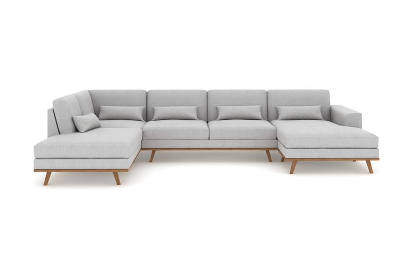 Copenhagen 5-personers Venstrevendt U-formet Sofa med Divan og Chaiselong i Stof - Grå - Møbler - Sofaer - U Sofa