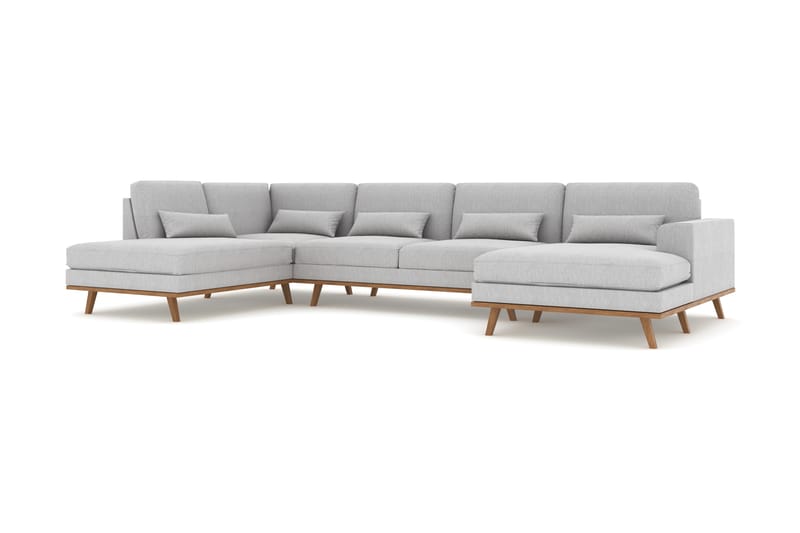 Copenhagen 5-personers Venstrevendt U-formet Sofa med Divan og Chaiselong i Stof - Grå - Møbler - Sofaer - U Sofa