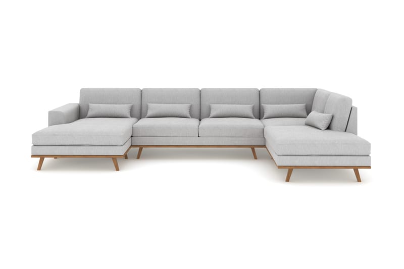 Copenhagen 5-personers Højrevendt U-formet Sofa med Divan og Chaiselong i Stof - Grå - Møbler - Sofaer - U Sofa