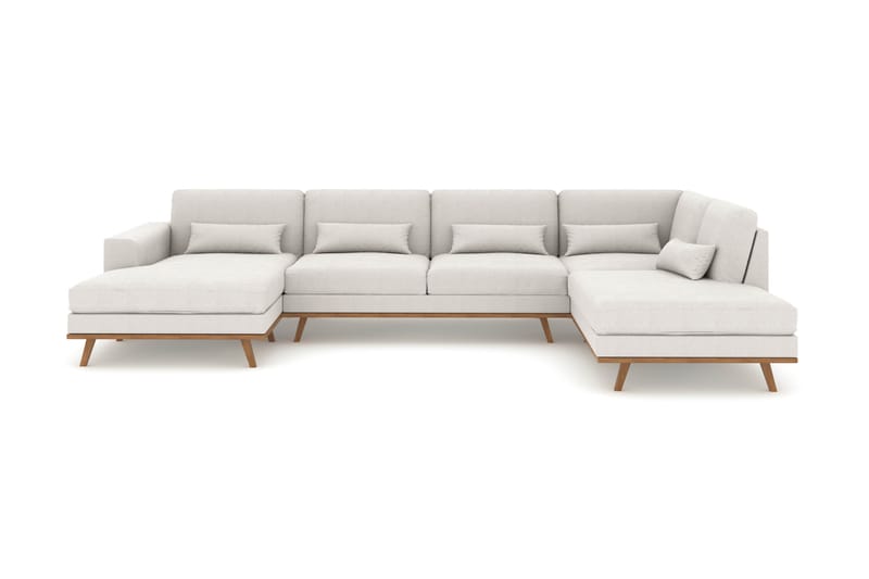 Copenhagen 5-personers Højrevendt U-formet Sofa med Divan og Chaiselong i Stof - Lysegrå - Møbler - Sofaer - U Sofa