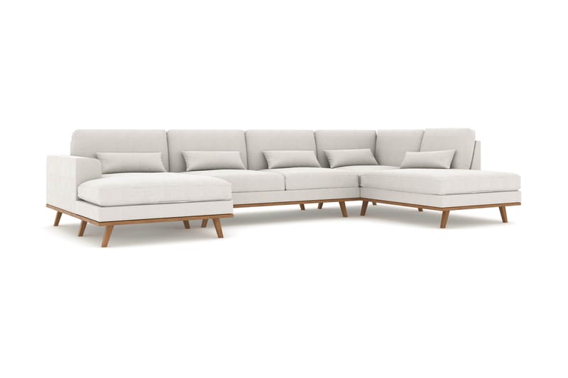 Copenhagen 5-personers Højrevendt U-formet Sofa med Divan og Chaiselong i Stof - Lysegrå - Møbler - Sofaer - U Sofa