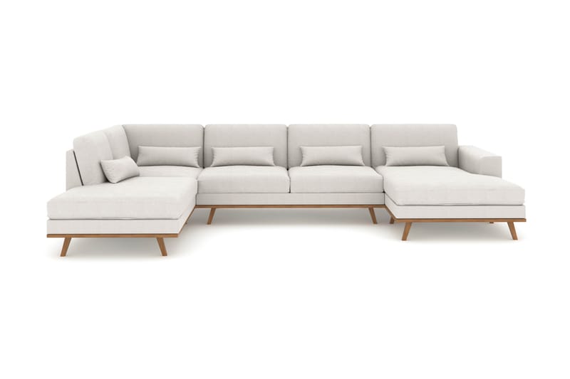 Copenhagen 5-personers Venstrevendt U-formet Sofa med Divan og Chaiselong i Stof - Lysegrå - Møbler - Sofaer - U Sofa