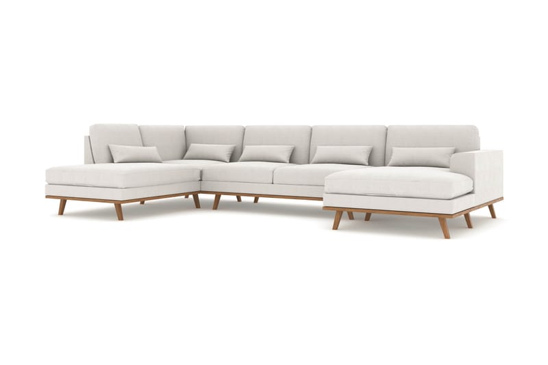 Copenhagen 5-personers Venstrevendt U-formet Sofa med Divan og Chaiselong i Stof - Lysegrå - Møbler - Sofaer - U Sofa