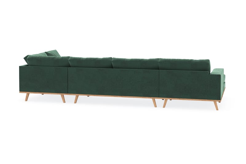Copenhagen 5-personers Højrevendt U-formet Sofa med Divan og Chaiselong i Fløjl - Mørkegrøn - Møbler - Sofaer - U Sofa