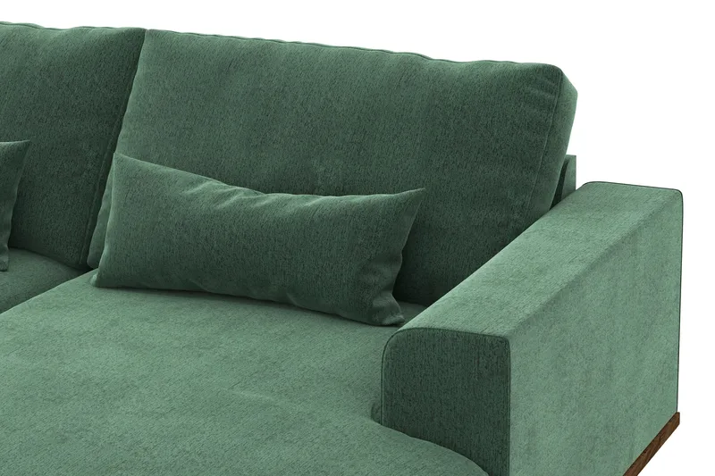 Copenhagen 5-personers Venstrevendt U-formet Sofa med Divan og Chaiselong i Fløjl - Mørkegrøn - Møbler - Sofaer - U Sofa