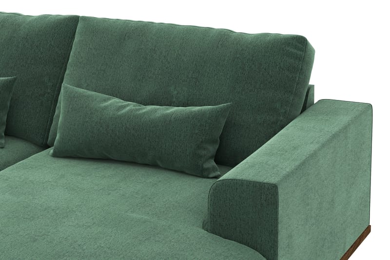Copenhagen 5-personers Venstrevendt U-formet Sofa med Divan og Chaiselong i Fløjl - Mørkegrøn - Møbler - Sofaer - U Sofa