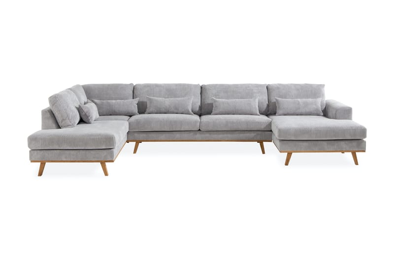 Copenhagen 5-personers Venstrevendt U-formet Sofa med Divan og Chaiselong i Manchester - Lysegrå - Møbler - Sofaer - U Sofa