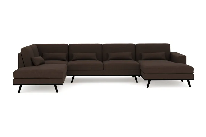 Copenhagen 5-personers Venstrevendt U-formet Sofa med Divan og Chaiselong i Stof - Brun - Møbler - Sofaer - U Sofa