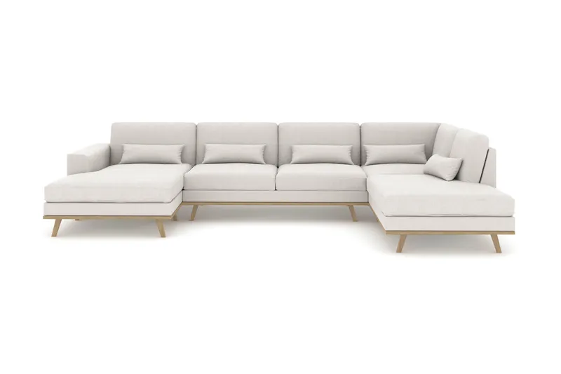 Copenhagen 5-personers Højrevendt U-formet Sofa med Divan og Chaiselong i Stof - Lysegrå - Møbler - Sofaer - U Sofa